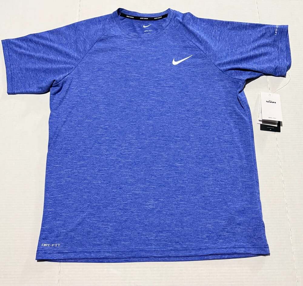 Nike Hydroguard Swim Shirt Size L Blue Dri-FIT UPF 40+